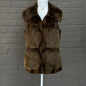 RLZ brown faux fur vest S-M